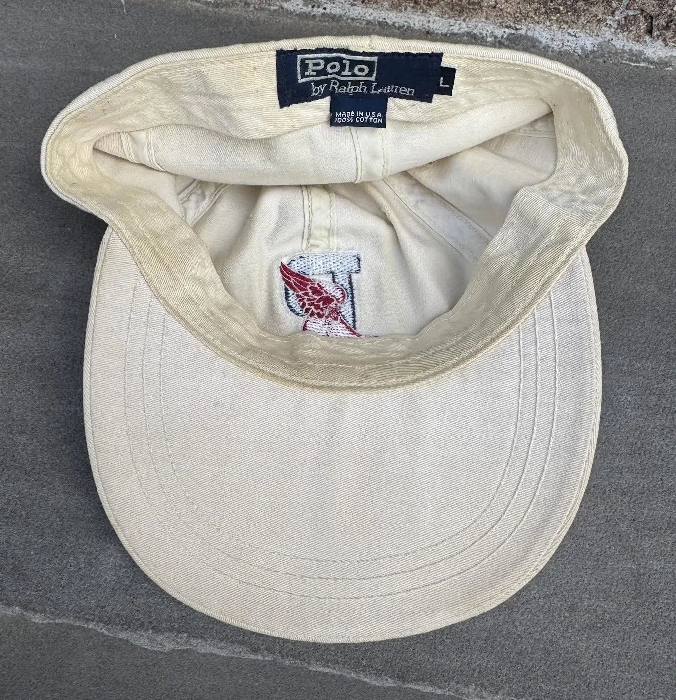 Vintage Polo Ralph Lauren P Wing White Fitted Hat (Size L) — RootsBK